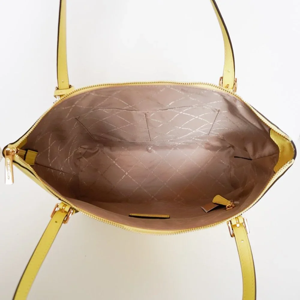 Michael Kors Ciara L Leather Tote Yellow Sunshine - Picture 11 of 12